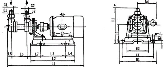   3G25×4、3G36×4型船用三螺桿泵外形及安裝尺寸